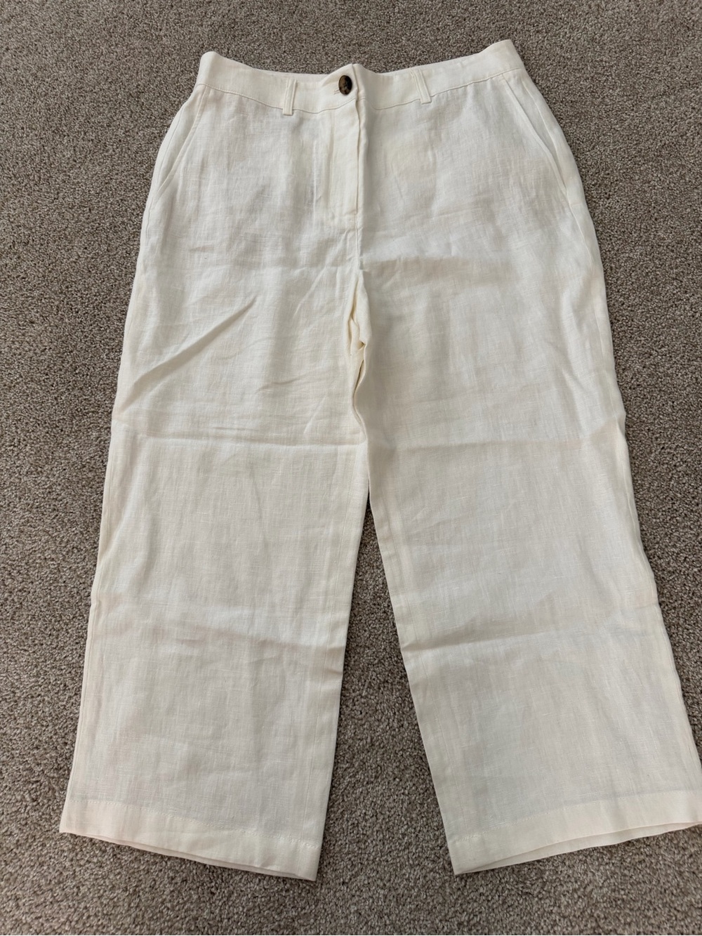 Boden Westbourne Linen Crop Trousers Cream Ivory Classic Pants 10P NWT